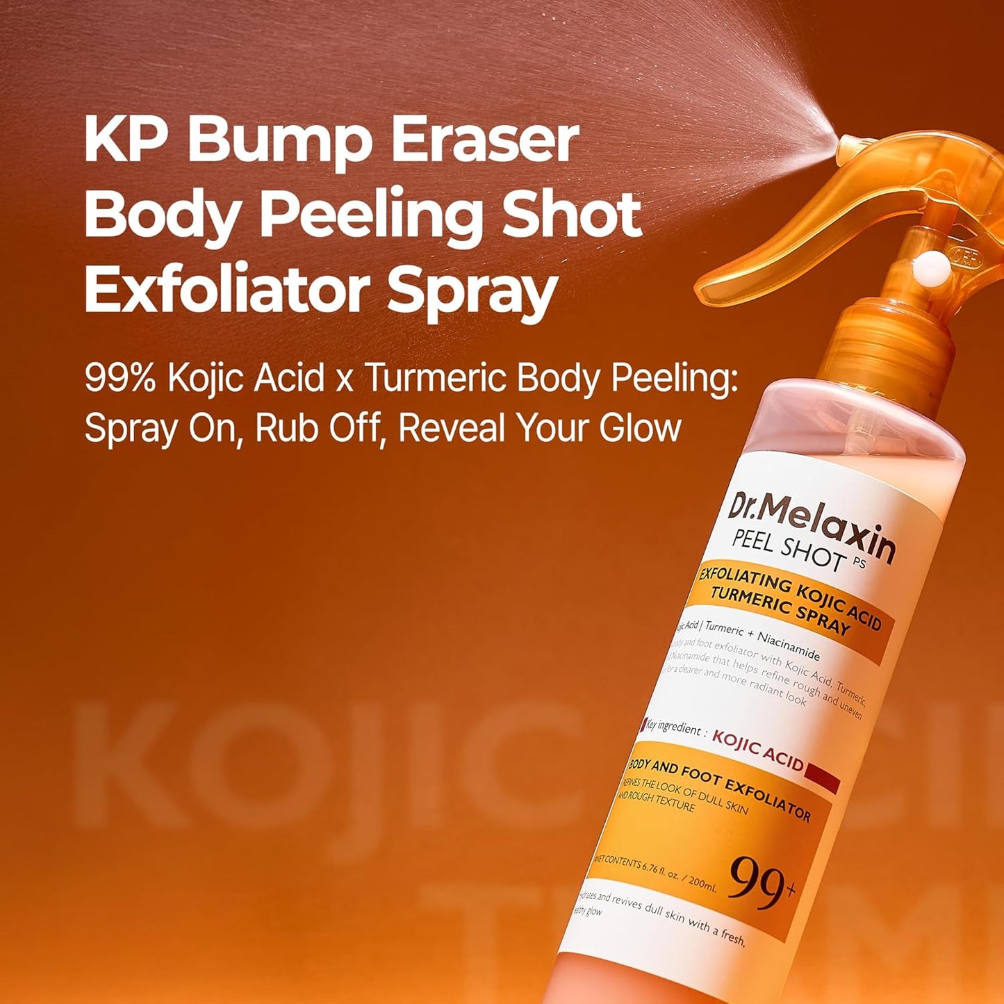 Peel Shot Kojic Acid Turmeric Body Exfoliator Spray 6.76 Fl.Oz