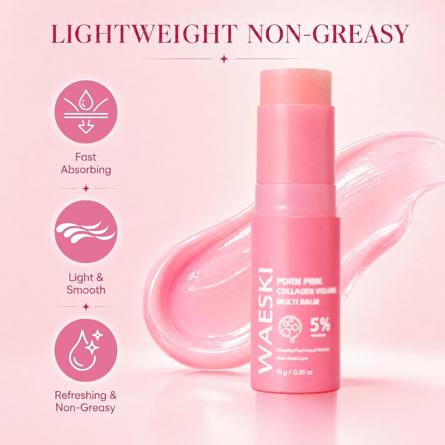 PDRN Pink Collagen Volume Multi Balm, Collagen Plumping Stick for Face, Neck, under Eyes, Lips, Lines Care, Hydrating & Firming Skin (2PCS)