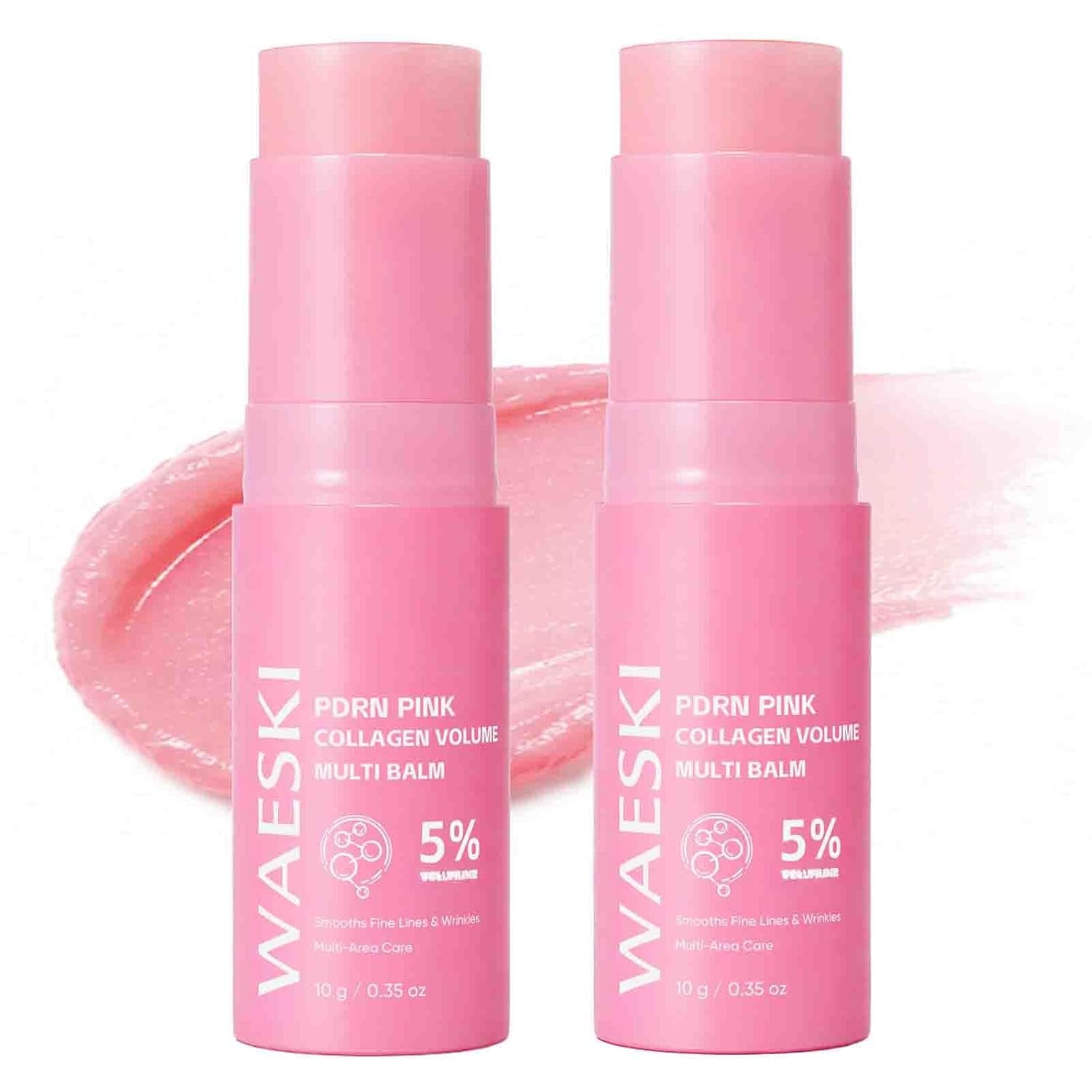 PDRN Pink Collagen Volume Multi Balm, Collagen Plumping Stick for Face, Neck, under Eyes, Lips, Lines Care, Hydrating & Firming Skin (2PCS)